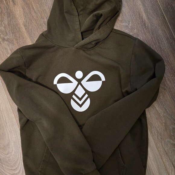 Danish designer/Hummel boys hoodie size 10/12 medium in olive green - Picture 2 of 3